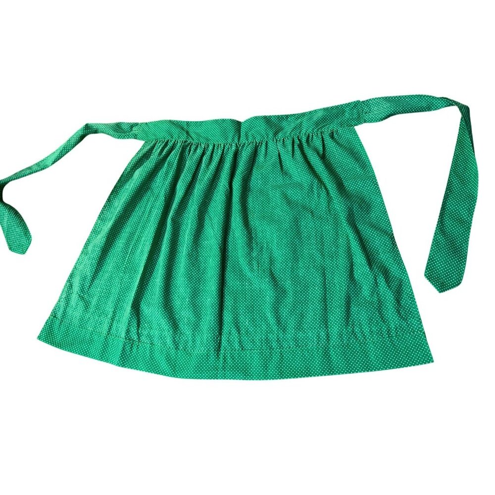 Handmade Green Polka Dot Apple Half Kitchen Apron Used - Picture 4 of 9